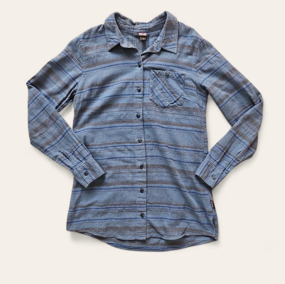 Patagonia Blue Aspen Forest Patterned Casual Shirt